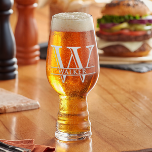 Personalized Split Script Monogram on 18oz IPA Beer Glass