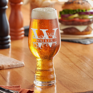 Personalized Elegant Split Monogram on 18oz IPA Beer Glass