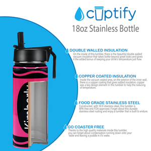 Personalized Hot Pink Crayon with Name 18oz Kids Water Bottle