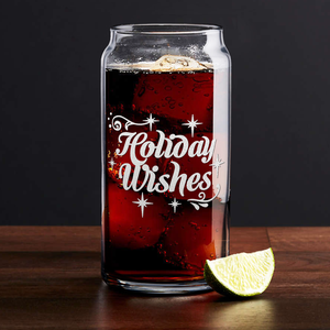 Holiday Wishes on 20oz Beer Can Glass