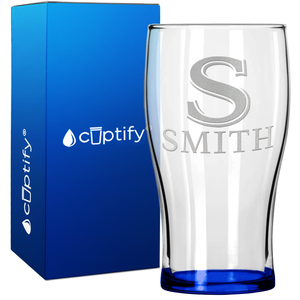 Personalized Monogram Initial and Name 20oz Beer Pub Glass