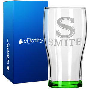 Personalized Monogram Initial and Name 20oz Beer Pub Glass