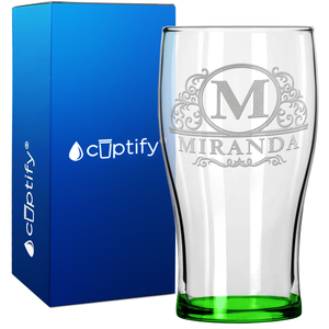 Personalized Elaborate Circle 20oz Beer Pub Glass