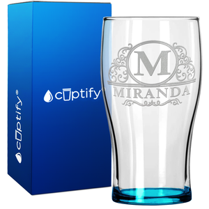 Personalized Elaborate Circle 20oz Beer Pub Glass