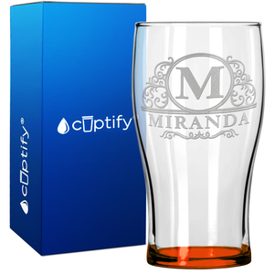 Personalized Elaborate Circle 20oz Beer Pub Glass