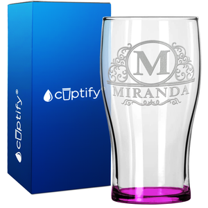 Personalized Elaborate Circle 20oz Beer Pub Glass