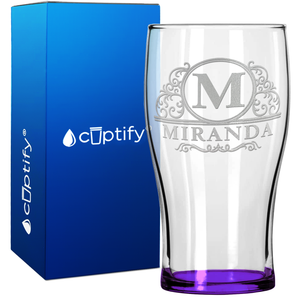 Personalized Elaborate Circle 20oz Beer Pub Glass