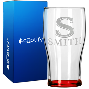 Personalized Monogram Initial and Name 20oz Beer Pub Glass