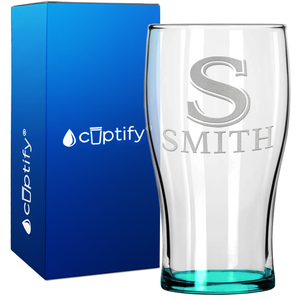 Personalized Monogram Initial and Name 20oz Beer Pub Glass