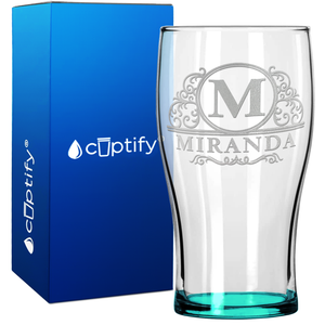 Personalized Elaborate Circle 20oz Beer Pub Glass