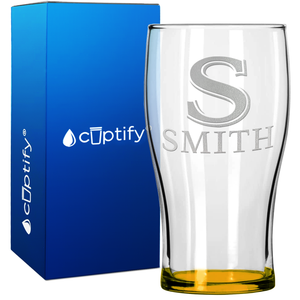 Personalized Monogram Initial and Name 20oz Beer Pub Glass