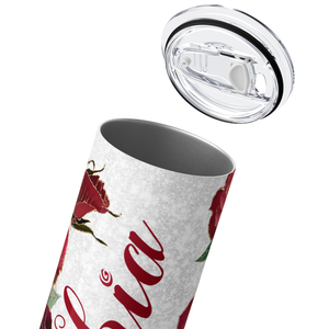 Personalized Gilded Blooms Crimson Roses 20oz Skinny Tumbler