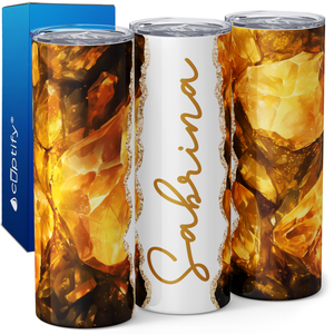 Personalized Golden Facets 20oz Skinny Tumbler