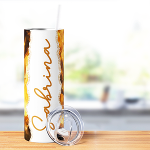 Personalized Golden Facets 20oz Skinny Tumbler