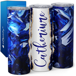 Personalized Sapphire Crystals and Elegance 20oz Skinny Tumbler