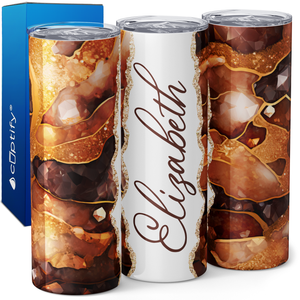Personalized Golden Geode Splendor 20oz Skinny Tumbler