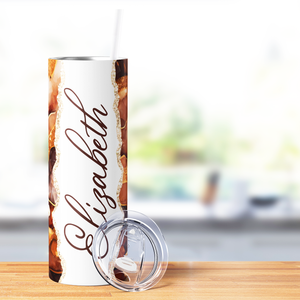 Personalized Golden Geode Splendor 20oz Skinny Tumbler
