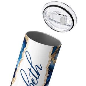 Personalized Blue White Gold Geodes 20oz Skinny Tumbler