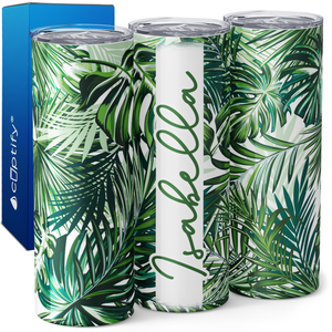 Personalized Tropical Leaves 20oz Skinny Tumbler