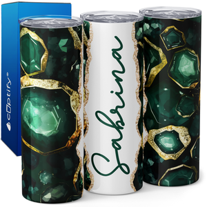 Personalized Emerald Elegance Crystal 20oz Skinny Tumbler