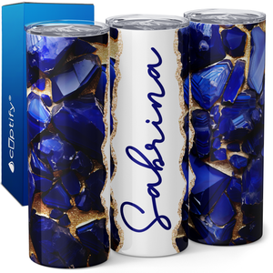 Personalized Sapphire Depths Royal Blue Crystals 20oz Skinny Tumbler