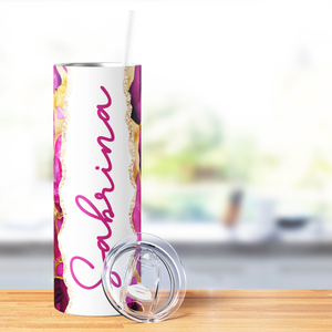 Personalized Golden Veins in Amethyst Dreams 20oz Skinny Tumbler