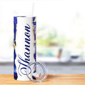 Personalized Sapphire Waves with Gilded Edges 20oz Skinny Tumbler