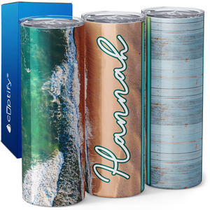 Personalized Serene Beach Shores 20oz Skinny Tumbler