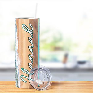 Personalized Serene Beach Shores 20oz Skinny Tumbler