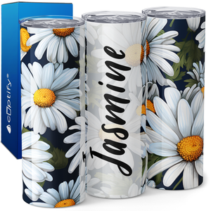 Personalized Daisies in Bloom 20oz Skinny Tumbler