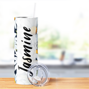 Personalized Daisies in Bloom 20oz Skinny Tumbler