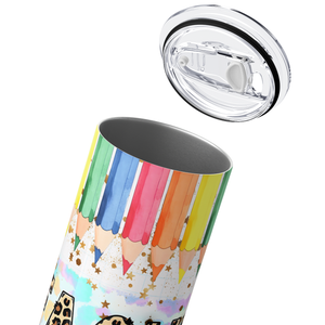Teacher Colorful Pencils 20oz Skinny Tumbler