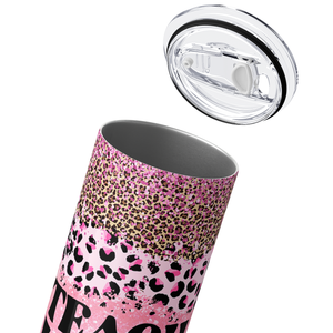 Teach Love Inspire Pink Glitter Leopard Print 20oz Skinny Tumbler