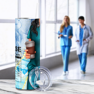 Nurse Nutrition Facts Teal Scrubs 20oz Skinny Tumbler