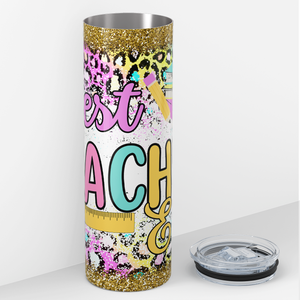Best Teacher Ever Rainbow Leopard 20oz Skinny Tumbler