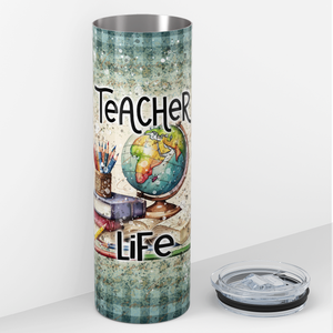 Retro Teacher Life 20oz Skinny Tumbler