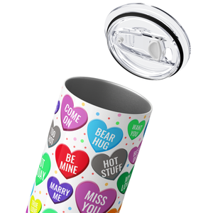 Valentine Candy Hearts 20oz Skinny Tumbler