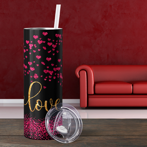 Love Glitter Valentines Day 20oz Skinny Tumbler