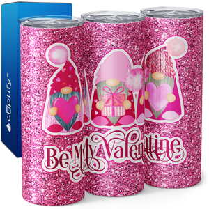 Be My Valentine Pink Glitter 20oz Skinny Tumbler