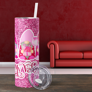Be My Valentine Pink Glitter 20oz Skinny Tumbler