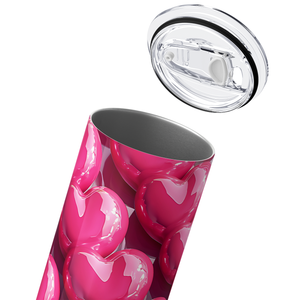 Inflated Bubble Hot Pink Hearts 20oz Skinny Tumbler
