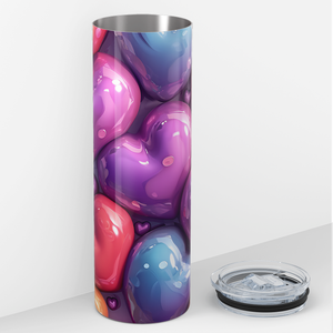 Inflated Colorful Valentine Hearts 20oz Skinny Tumbler