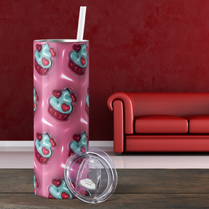 Inflated Valentine Heart Cupcakes 20oz Skinny Tumbler
