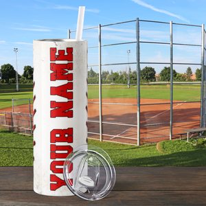 Personalized Distressed 20oz Skinny - Baseball