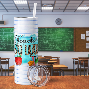 Teacher Squad on Ruled Paper 20oz Skinny Tumbler