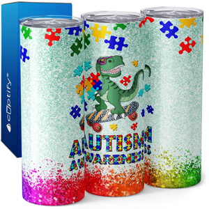 Autism Awareness Dinosaur 20oz Skinny Tumbler