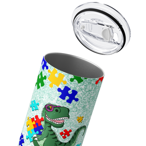Autism Awareness Dinosaur 20oz Skinny Tumbler