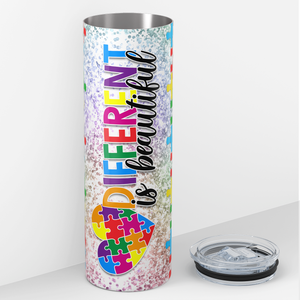 Autism Heart Different is Beautiful 20oz Skinny Tumbler