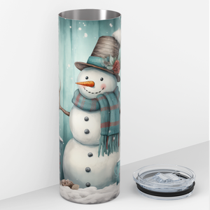 Snowman with Blue 20oz Skinny Tumbler