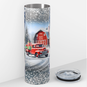 Santa Snowmen Deer and Red Truck 20oz Skinny Tumbler